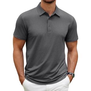 COOFANDY Men's Polo Shirt Golf Quick Dry Performance Short Sleeve Moisture Wicking Athletic Polo Collared Tennis T-Shirt (X-Large, Dark Gray)