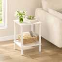TUTOTAK End Table, Side Table, Nightstand, 2-Tier Storage Shelf, Sofa Side Table for Small Space, Living Room, Bed Room TB01BMW034 (Marble White)