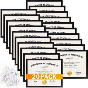 YixangDD 20 Pack Certificate Frames 8.5 x 11, College Diploma Frame with Clear Plexiglass, Black Degree Document Frame for Wall and Tabletop Display