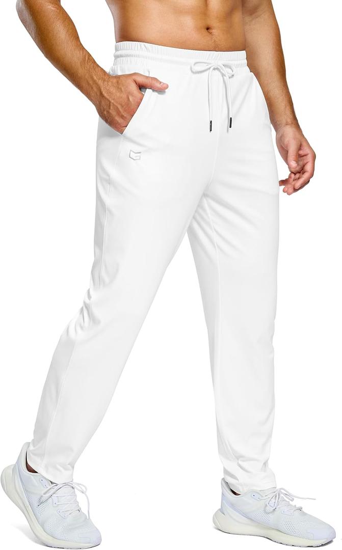 G Gradual Men's Sweatpants with Pockets Lightweight Workout Athletic Track Pants Stretch Gym Running Jogging Joggers for Men (White) 2XL