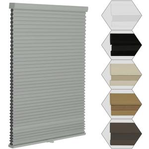 MYshade Cordless Blackout Window Blinds & Shades Pull Down Room Darkening Window Shades Light Blocking Honeycomb Cellular Shade for Indoor Windows Easy to Install 35 inch Wide, H72 Grey Blinds