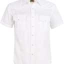 Mens Western Cowboy Pearl Snap Short Sleeve Casual Two Pockets Work Solid Derss Button Up Wrinkle Free Shirts L
