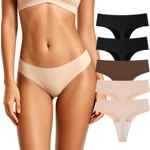 Battewa Seamless Women's Incontinence Underwear, Leak Proof Breathable Thongs Panties, 20ml Light Absorbency for Postpartum & Workout (M,Multicolor)