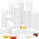 Maxdot 1000 Pack 0.5 oz Containers with Lids Plastic Portion Cups Bulk Mini Disposable Souffle Container Cup Sauce Condiment Leak Proof Shot Lunch Small Portion Box Travel Party Dinner Sauce Salad