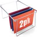 Officemate Hanging File Frame, Letter Size, Adjustable 14 to 18-Inches, 2 Count (Pack of 1),Silver, 91990