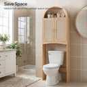HOOBRO Arched Rattan Over the Toilet Storage Cabinet, 68.1'' Bathroom Organizer with Doors, Bathroom Storage Cabinet with Adjustable Shelf, Wooden Space Saver for Small Bathroom, Natural NL25TS01, 23.6 Inches X 7.9 Inches X 68.1 Inches