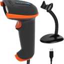 Tera 2D Barcode Scanner with Stand Wired USB 2.0 Handheld Read 2D QR Code Scanner Data PDF417 Matrix 1D Bar Code CMOS Image Barcode Reader for Windows Mac Linux Plug and Play Model D5100Y-Z