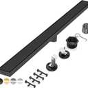 DLONE Linear Shower Drain | 48" AISI 304 Stainless Steel Shower Drain | Linear Drain with 2-in-1 Tile Insert Panel & Adjustable feet | Floor Drain in Kitchen, Bathroom, Shower Room (Matte Black) (48 inch)