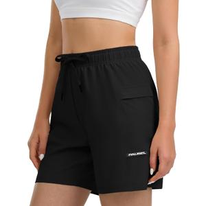 Women's Hiking Cargo Casual Shorts 6 inches Lightweight Quick Dry Athletic Shorts for Golf Workout Travel Summer 2025 (X-Large, Black)