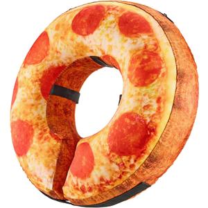 BENCMATE Inflatable Dog Cone Collar Alternative, Soft Dog Cone for Small Medium Large Dogs and Cats, Neck Recovery ECollar Donut Collar After Surgery (Small, Pizza)