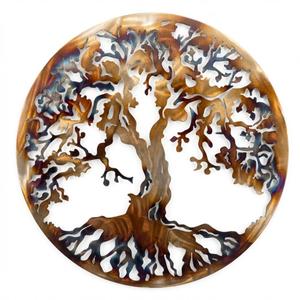 Tree of Life Metal Art, Large Wall Decor, 36 inches, Heat Colored