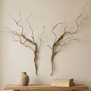 2pcs 35inch Black Yellow Artificial Stems Hanging Vines for Room vase Decor Bendable Realistic Texture Fake Tree for Home Party Christmas Halloween Decoration (VASE NOT Included)
