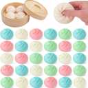 36 Pcs Dumpling Stress Balls Bulk 2.4 Inch Dumpling Fidget Toy Dough Stress Relief Bun Squeeze Toy with Storage Bag for Birthday Party Favors School Carnival Reward Gift