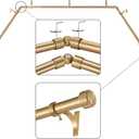 Warm Gold Bay Window Curtain Rods with Aluminum End Cap Finials and Brackets,Adjustable 32-86 Inch Center Rod for windows (20-82), 32-58 Inch Side Rods for windows (20-54),1 Inch Diameter