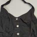 OYOANGLE Women's Plus Size Denim Top Button Front Halter Sleeveless Ruched Jean Vest Tank Concert Outfits 3XL Plus 