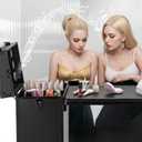 Rolling Manicure Table with 3 Drawers, Portable Nail Desk for Nail Tech, Foldable Nail Table Lockable Makeup Case with Mirror, Nail Polish Organizer, Mobile Nail Tech Workstation with Wheels, Compact
