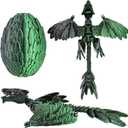Extra Large Dynamic 3D Printed Dragon Egg with Dragon InsideOpen and Close Mouth with Wings Movable and Eyes, Feathered Wyvern Articulated Crystal Flying Fidget Bird Animals (Dark Green)