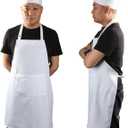 yotache Chef Apron and Hat Set, Chef Hat and Kitchen Apron Adult Adjustable White Baker Costume for Men and Women, 1 Set (33" L x 26" W)