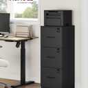 VASAGLE 3-Drawer Vertical File Cabinet, Filing Cabinet for Home Office, Printer Stand, with 3 Lockable Drawers, Adjustable Hanging Rail, for A4 and Letter-Size Files, Ink Black UOFC055B16, 3 Cajones