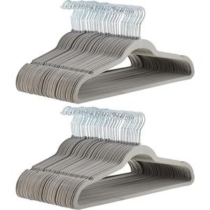 Amazon Basics Slim Velvet Non-Slip Space Saving Suit Clothes Hangers for Closet Organization, Gray/Silver, 100-Pack, Pack of 100