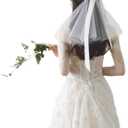 4 x takemay Wedding Veil for Brides, Short White 2 Tier Tulle with Bow Hair Clip for Wedding Travel Party (White)