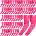 Hercicy 30 Pairs Pink Ribbon Arm Sleeves Breast Cancer Awareness Sleeves for Football Baseball Sports Accessories (Rose Red)