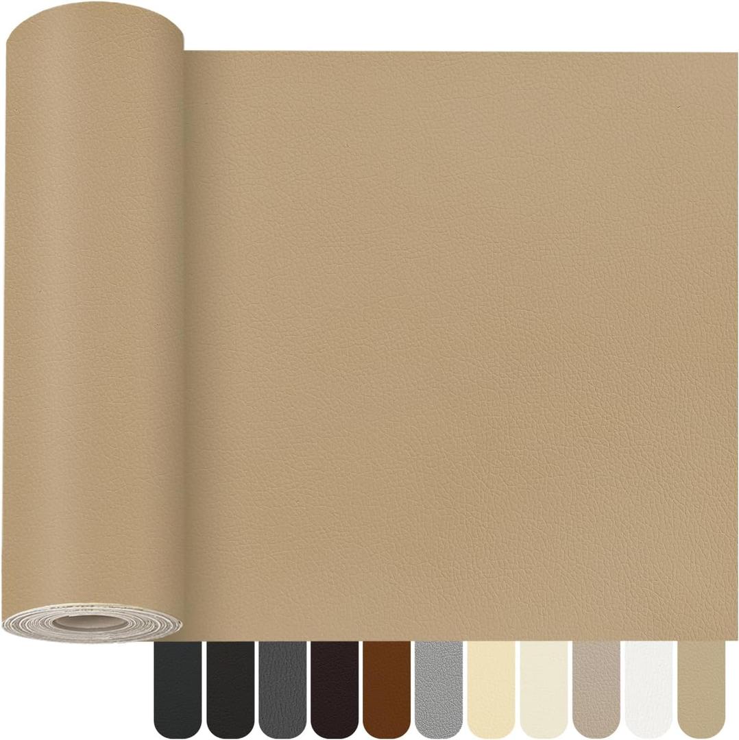 OcePor Self Adhesive Leather Repair Patch, 36 x 90 inch Leather Repair Tape, Leather Patches for Furniture, Vinyl Leather Repair Kit for Couches, Boat Seats, Furniture, Cars(Khaki)