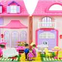 Boley American Doll House - 21 Pc Kids & Toddler Toy House Playset with Furniture, Dolls, Lights & Sounds, Foldable Portable Dollhouse for Girls & Boys