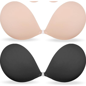 MITALOO Adhesive Bra Sticky Strapless Invisible Push up Bras for Women (Beige Black)