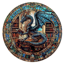 Kaayee Wooden Puzzles for Adults, Dragon's Library Wood Puzzles Adult, Unique Animal Shape Wooden Jigsaw Puzzles for Adults, Birthday Gifts for Puzzle Lovers, Family
