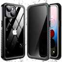 ANTSHARE Waterproof Case for iPhone 15, with [Built-in Privacy Screen Protector] [IP 68 Underwater], Anti-Peeping Adsorption Full Body Double Protective Case for iPhone 15, Black