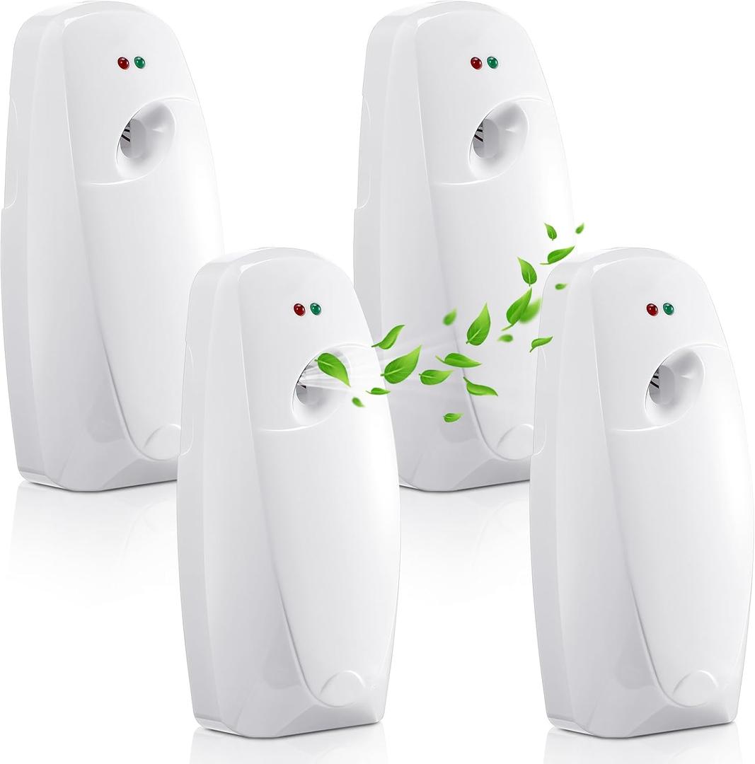 Maxcheck 4 Pcs Automatic Air Freshener Spray Dispenser Wall Mounted Automatic Spray Dispenser Air Freshener for Bathroom Battery Operated Free Standing for Commercial Place and Room(White)