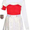 Zombie Girls Costume Kids Character Halloween Cosplay Mesh Top Pants Hooded Coat 3PCS Uniform Outfits (4-5 Years, Red 02)