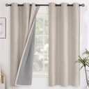 YoungsTex Oatmeal Linen Blackout Curtains 63 Inch Length for Bedroom, Room Darkening Window Drapes with Grommet Thermal Insulated for Farmhouse Country Living Room, 2 Panels, 42 X 63 Inch