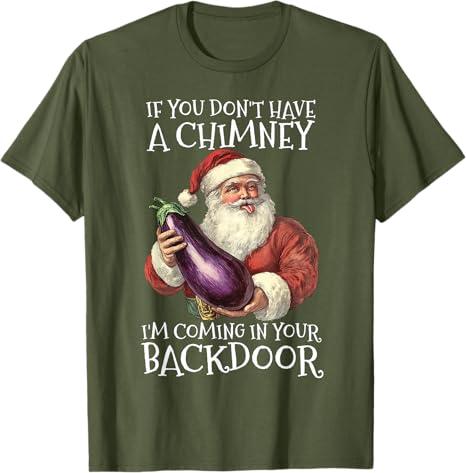 Sexual Innuendo Santa Rude Christmas T-Shirt Green XL