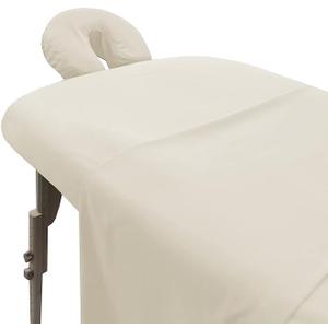 LONDON LINENS Pack of 2 Soft Microfiber Massage Table Sheets 3 Piece Set - Includes Massage Table Cover, Massage Fitted Sheet, and Massage Face Rest Cover (Cream)