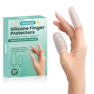 Gel Finger Cots & Finger Sleeves  20 Pcs Silicone Finger Protectors for Fingertip & Thumb Support  Reusable Rubber Tips for Trigger Finger, Arthritis, Blisters & Pain Relief