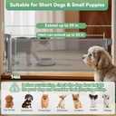 Short Dog Gate, 14" H Retractable Dog Gates, Mesh Retractable Step Over Pet Gates Puppy Gate, Extended up to 55" Wide for Stairs & Doorways Hallways - Drilling Required (Grey)