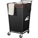 44 Gal Laundry Hamper with Wheels, Large Capacity Laundry Basket with Wheel and Handle, Black Fabric Rolling Dirty Clothes Hamper for Bathroom Dorm Closet Home Hotel (170L)