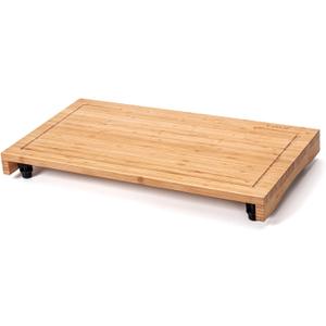 Bamboo Stovetop Cover&Countertop Cutting Board with Adjustable Legs, Dual-purpose Chopping Board for Electric Stove Burner, Workspace Block Cover for RV Camping Camper Gas (2 Burner Stove Cover)