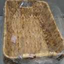 Medium Rectangular Handwoven Wicker Basket - Water Hyacinth Storage Baskets with 2 Polished Wooden Handles for Store Hand Towel, Fruits & Veggies etc 10.75"x15.25"x5" - Pack of 2 - Natural