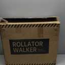 ELENKER All-Terrain Rollator Walker with 10 Non-Pneumatic Wheels, Sponge Padded Seat and Backrest, Fully Adjustment Frame for Seniors, Champagne