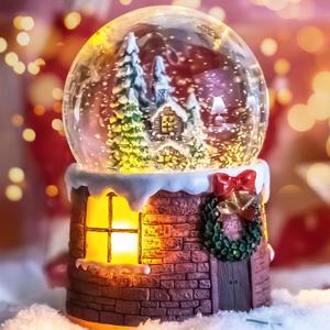 Christmas Music Box Snow Globe Gift, Musical Village Glitter for Women Wife Mom Girlfriend Daughter Son Granddaughter, Xmas Present Plays Silent Night Tune