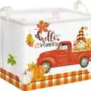 Clastyle Pumpkin Gift Basket Empty Rectangular Foldable Clothes Toy Storage Bin Large Gnome Truck Book Shelf Basket Orange Bull Plaid Harvest Basket