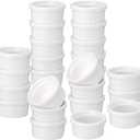 24 Pcs 1 oz Mini Ramekins, White Ceramic Souffle Dishes & Custard Cups, Oven Dishwasher Microwave Safe Small Baking Bowls for Creme Brulee, Pudding, Sauce, Charcuterie