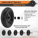 2PC 14.5" Wheelbarrow Tires, 4.80/4.00-8" Flat-Free Tire and Wheel, 5/8" Bearings, Extra 3/4" Bearing, Adjustable Center Hub for 3 to 7", Fits 4.80-8, 4.00-6, 3.50/2.50-8 Wheels, Maximum Load 300 lbs.
