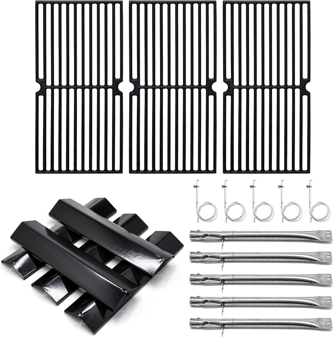 Grill Replacement Parts for Brinkmann 810-2511-S 810-2512-S, Replacement Grill Grates Heat Plate Grill Burner and Ignitor Repair Kit for 810-2511-S 810-2512-S Brinkman Grill Parts