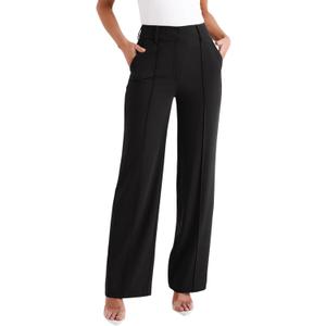 NIMIN High Waisted Work Pants for Women Wide Leg Dressy Pants Business Casual Trousers 2026 Summer Slacks with Pockets (Black, XS)