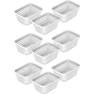 Glad Plastic Storage Basket Set - Multipurpose Drawer Trays, Kitchen Pantry Containers, and Bathroom Bins - 9 Pack Small Organizers, White, 6.25" L x 4.6" W x 2.7" H