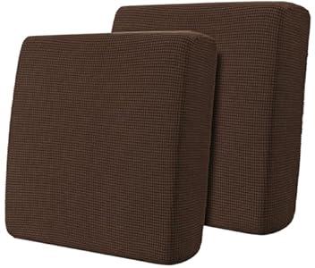 Hokway 2 Piece Individual Couch Cushion Slipcovers Stretch Reversible Cushion Protector Slipcovers Sofa Cushion Protector Covers(Chocolate, Small-2PC)